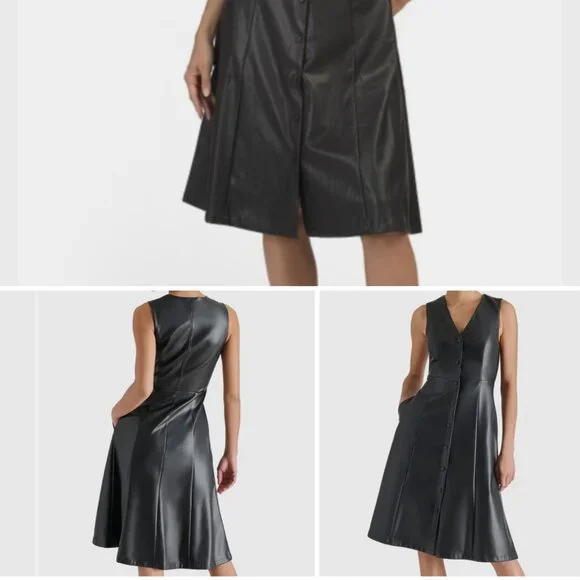 8 Steve Madden Bridgette Vegan Leather A-line Dress - Picture 4 of 10